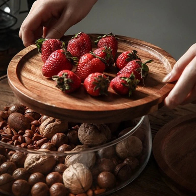 Wooden lid storage jars , ideal for storing kitchen snacks