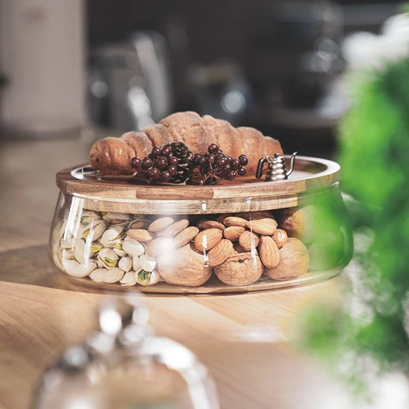 Wooden lid storage jars , ideal for storing kitchen snacks