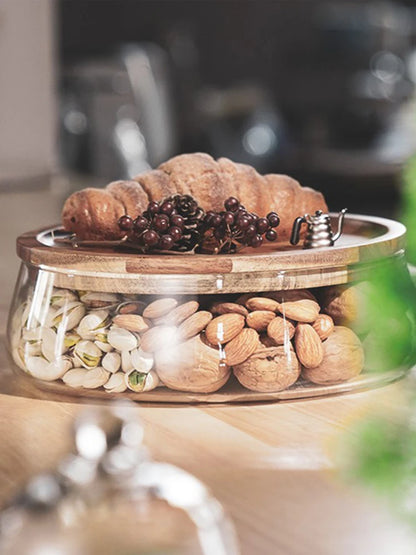 Wooden lid storage jars , ideal for storing kitchen snacks