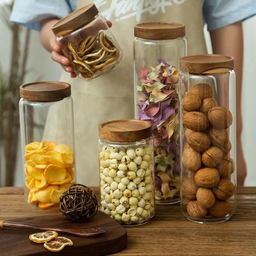 Glass Storage Jar with Wooden Lid